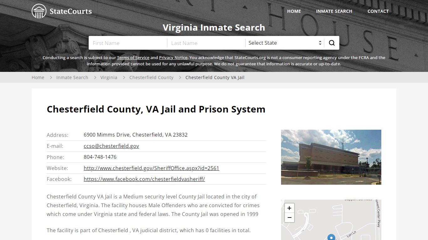 Chesterfield County VA Jail Inmate Records Search ...